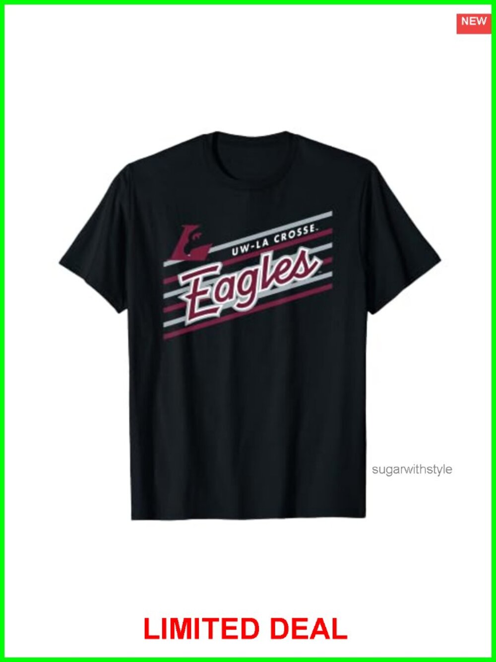 UWL Eagles Retro Performer Black T-Shirt, Short Sleeve Tee, Fan Apparel, NCAA
